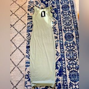NWT Pretty Little Thing High Neck Ribbed Midi Dress - Sage Green, Size 4. (2)